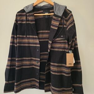 Vans Black and Brown Striped Rug Hoodie